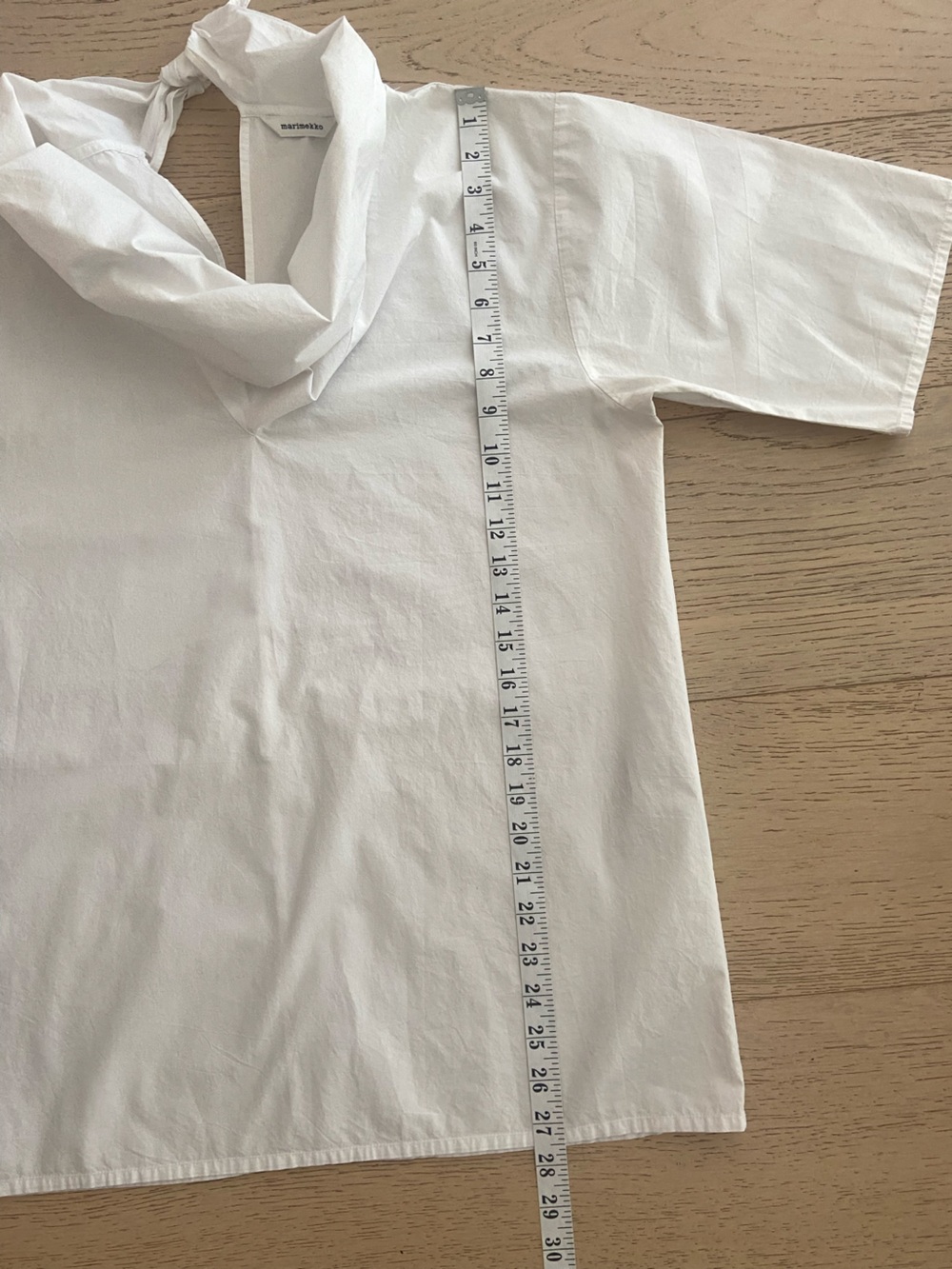 MARIMEKKO Kulkija Cotton Poplin Tie Neck Blouse White US 4 Scandi Relaxed Fit - Picture 7 of 7